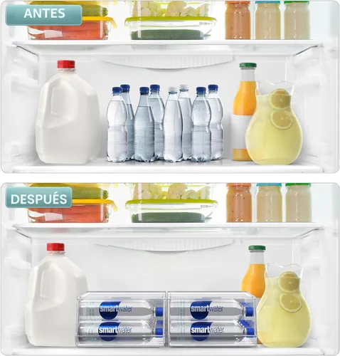 Vista 5 de Sorbus Organizador de botellas de agua para refrigerador con tapa, capacidad para 9 botellas, organizador apilable de bebidas para refrigerador