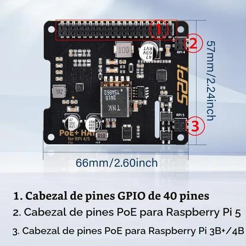 Vista 2 de GeeekPi P30 PoE+ HAT para Raspberry Pi 5, con enfriador activo oficial Pi 5