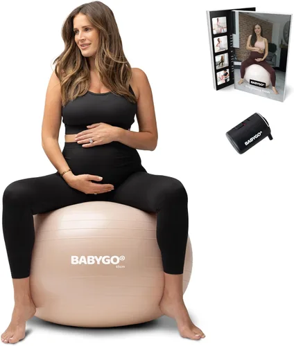Vista 16 de BABYGO Pelota de Parto – Juego de pelota y libro de yoga para embarazo, trabajo de parto y ejercicio con enfoque en trimestres, fisioterapia