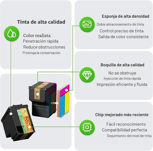 Vista 5 de Cartucho de tinta 67XL Negro/Color Combo Pack reemplazo para HP 67 XL