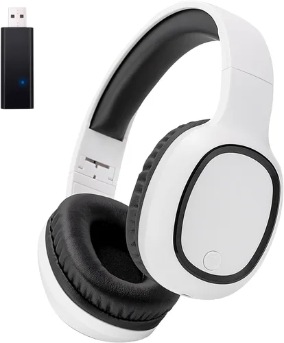 Vista 7 de Auriculares Bluetooth para TV y PC con transmisor USB y 0.138 in (negro) Lightweight foldable over-ear headphones with dongle. Connect to TV/PC