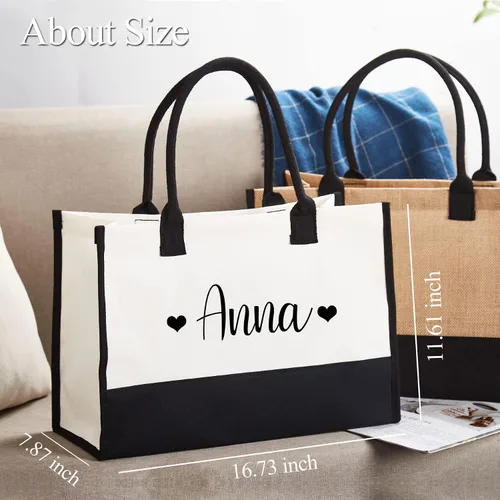 Vista 6 de Bolsas de mano de boda personalizadas, regalos para dama de honor, verano, playa, niñas, viaje, despedida de soltera, reutilizable, bolsa