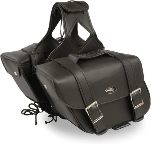 Vista 2 de Milwaukee Leather SH58001ZB tiro inclinado de PVC negro medio con cremallera sobre alforjas - talla única (SH58001ZB-BLK-PCS)