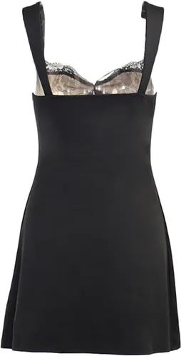 Vista 3 de Vestido corto de satén con tirantes delgados para mujer, sin mangas, corte bajo, sin espalda, vestido sin mangas para fiesta de noche Y2K