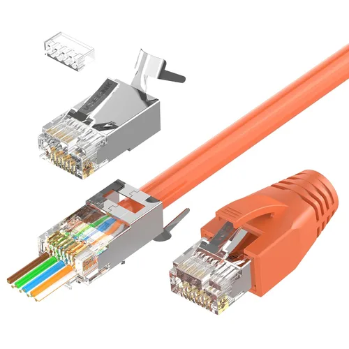Vista 10 de VCELINK Conector CAT6A, conectores RJ45 pasan a través de CAT6A CAT7 blindado, chapado en oro de 3 clavijas con certificación UL, conector CAT7
