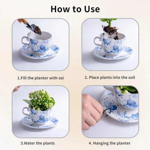 Vista 2 de TEATALK Macetas colgantes para plantas de interior, maceta colgante de 6.3 pulgadas con cadena, cestas colgantes para plantas al aire libre, macetas