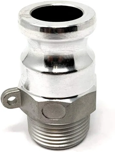Vista 10 de Gloxco Tipo F de aluminio leva y ranura de montaje, adaptador Camlock macho de 2" x 2" NPT macho (CAM-20-F-AL)