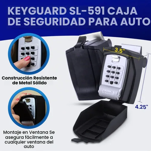 Vista 2 de KeyGuard Pro SL-591 - Caja de bloqueo con botón de golpe para vidrio del automóvil SL-591 con cubierta
