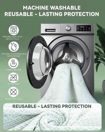 Vista 8 de Protector de colchón impermeable, 15% viscosa de bambú, funda de enfriamiento para personas que duermen con calor, tela de aire 3D, transpirable