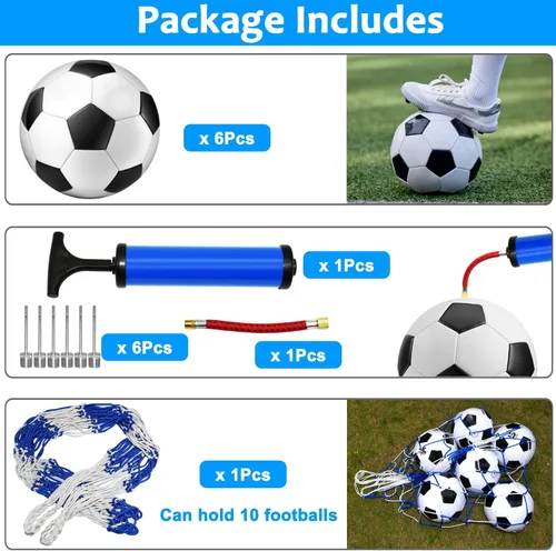 Vista 3 de Paquete de 6 pelotas de fútbol clásicas tamaño 5, pelota de entrenamiento de fútbol, práctica de competencia, pelotas de fútbol con bomba de pelota