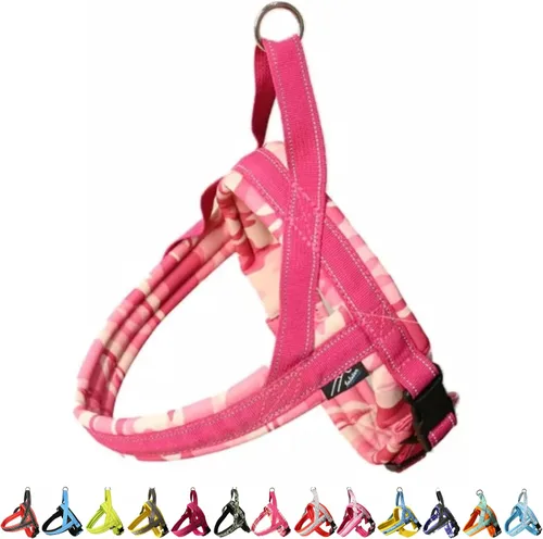 Vista 17 de Hakusan - Arnés tipo camuflaje para perro, seguro, sin asfixia, difícil de desconectar, gran ajuste, fácil de poner y quitar, ajustable, reflector