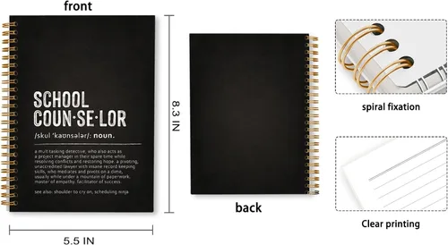 Vista 4 de Tizzer Cuaderno de espiral rayado de tapa dura con definición de consejero escolar para notas de trabajo, diario de 5.5 x 8.3 pulgadas, regalos