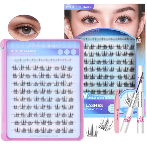 Vista 15 de MLEN DIARY Kit de 80 racimos de pestañas naturales, rizo C, kit de extensiones de pestañas con pinzas removedoras de pestañas de 0.335-0.492 in