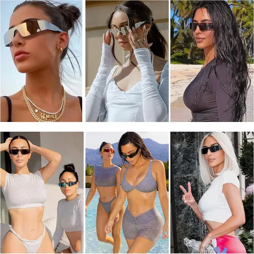 Vista 3 de SCVGVER Gafas de sol futuristas de moda sin montura para mujeres y hombres Cyberpunk visera gafas de sol deportivas gafas de moda