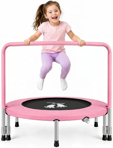 Vista 8 de RAVS 36" Toddler Trampoline for Kids Ages 1-6 with Thick Safety Pad Adjustable Foam Handle Easy Assembly Foldable Mini Kids Rebounder Baby