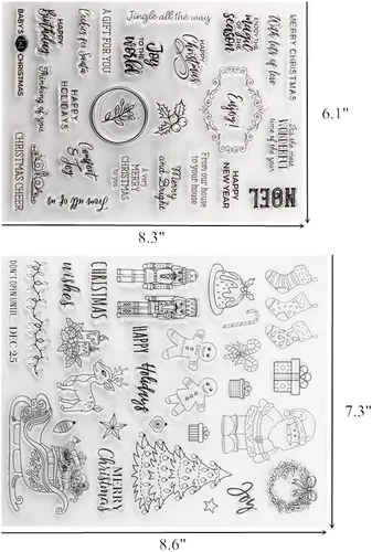 Vista 2 de Kiddale Sellos de silicona transparente con temática navideña, sellos para manualidades de tarjetas/papel, decoración de manualidades, álbum de fotos