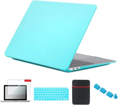 Vista 55 de Pack 5 en 1 de carcasa para MacBook Air, de Se7enline, de plástico duro, tacto suave, con protector de teclado de silicón, protector de pantalla