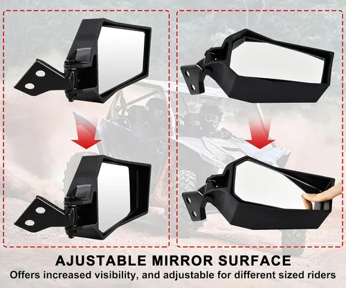 Vista 3 de SAUTVS Espejos laterales retrovisores ajustables para Yamaha YXZ 1000, espejos laterales traseros transparentes plegables para Yamaha YXZ 1000R
