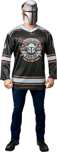 Vista 4 de Rubie's Star Wars Mandalorian - Camiseta y máscara de hockey para Halloween, cosplay, talla M
