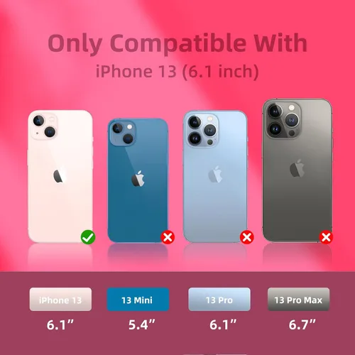 Vista 2 de Funda de silicona líquida compatible con iPhone 14/iPhone 13, color rosa intenso [Protección contra caídas]