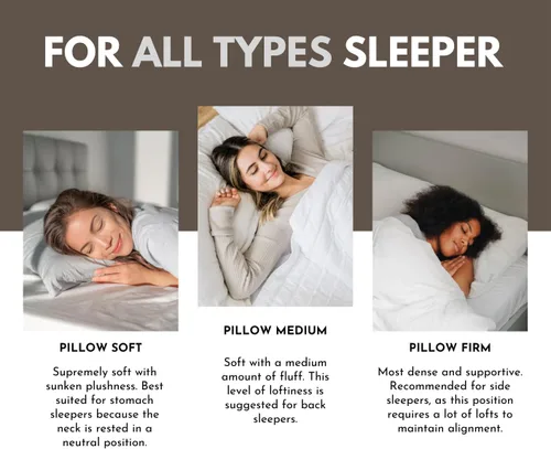 Vista 5 de Almohadas de plumón de ganso prémium tamaño Queen – 700+ potencia de relleno, almohada de plumón para dormir de lado, 100% algodón 500 hilos