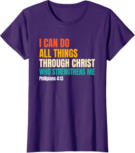 Vista 11 de I Can Do All Things Through Christ Christian Faith Camiseta, Negro, S