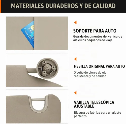 Vista 4 de AEagle Parasol de plástico simple para Dodge Ram 1500, 2500, 3500, 2002-2009, lado izquierdo del conductor, beige, sin luz