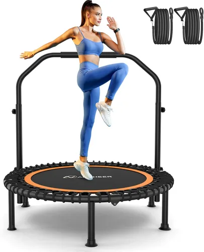 Vista 12 de ANCHEER Fitness Trampoline,40"/48" Bungee Rebounder with Adjustable Handle 450-550 LBS Capacity/Waterproof & UV-Resistant Materials Indoor &
