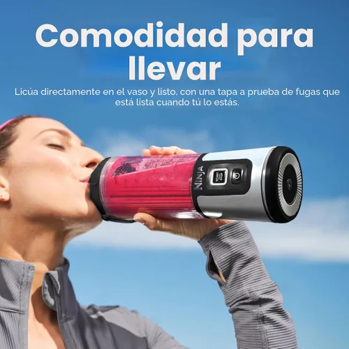 Vista 5 de Ninja Blast Portable Blender, Cordless, 18oz Vessel, Tinted Pink, BC151PK USB-C recargable, mezcla inalámbrica en cualquier lugar. BlastBlade Rosa