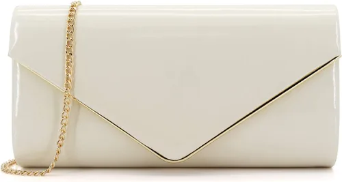Vista 10 de Dexmay - Bolso de mano de piel de patente brillante para mujer, bolso de noche plegable