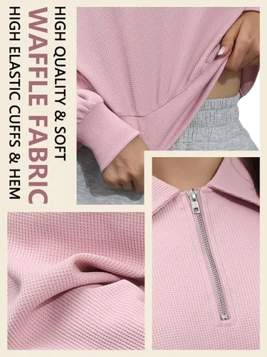 Vista 3 de Aotasely Sudaderas recortadas para mujer, sudadera con media cremallera, sudadera de buceo, sudadera de entrenamiento