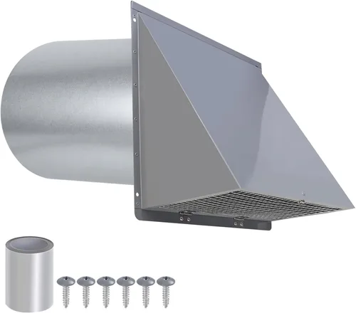 Vista 21 de Cubierta de ventilación de secadora de 3 pulgadas para exterior, ventilación de pared con capucha con rejilla y amortiguador, cubierta