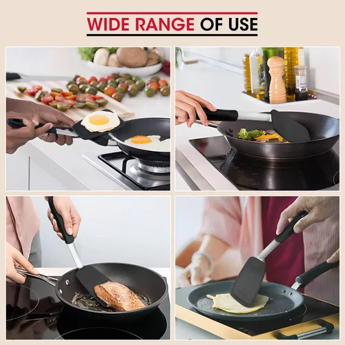 Vista 6 de Unicook Espátula de silicona flexible, volteador, 600 F, resistente al calor, ideal para voltear huevos, hamburguesas, crepes y más, pequeña