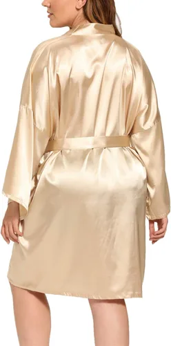 Vista 4 de Batas sedosas para mujer, talla grande, de satén, bata de dama de honor, talla grande, ropa de dormir suave (1X-5X)