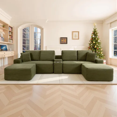 Vista 30 de Sofá seccional Cloud de 108 pulgadas, sofá seccional modular moderno con asiento profundo, sofás de pana sin estructura con chaise en forma de L