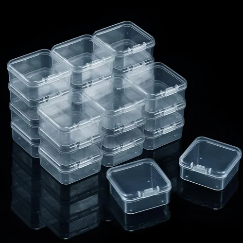 Vista 8 de Jetec Paquete de 36 cajas de plástico transparente para contenedores pequeños, cajas organizadoras de cuentas con tapa con bisagras, estuche
