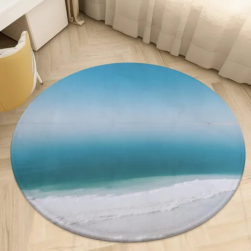 Vista 6 de Coral Velvet Round Area Rug 2' Non-Slip TPR Backing Carpet 0.2 Inch Low Pile Dead Sea Salt Flats Door Mat Washable Decorative Floor Rug for Bathroom
