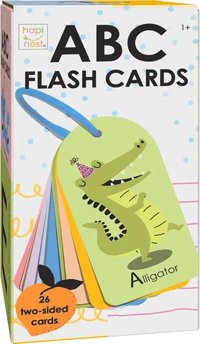 Vista 5 de Hapinest My First ABC - Tarjetas flash del alfabeto para bebés y niños pequeños, 26 tarjetas de doble cara con anillo