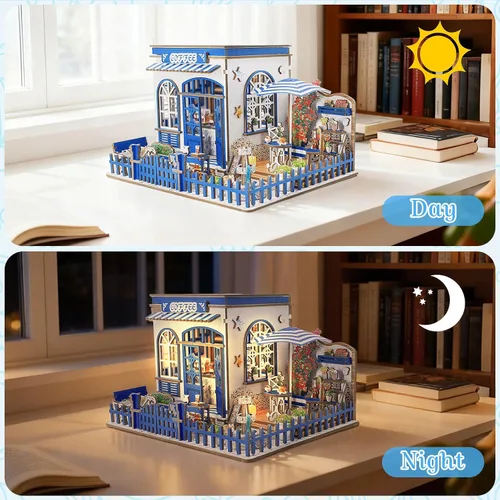 Vista 6 de Kit de rincón de libro, kit de casa en miniatura para adultos y adolescentes, rompecabezas de madera 3D, decoración de estantería de biblioteca, kit