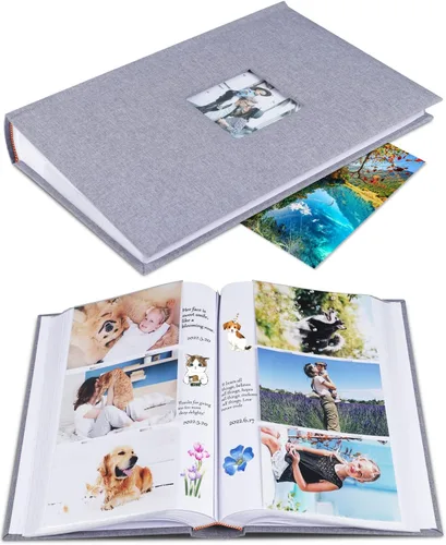 Vista 9 de 1DOT2 Álbum de Fotos 4x6 Capacidad para 402 Fotos con Bolsillos Deslizantes con Memo, Libro de Fotos, Cubierta de Lino, Álbumes de Fotos con Espacio