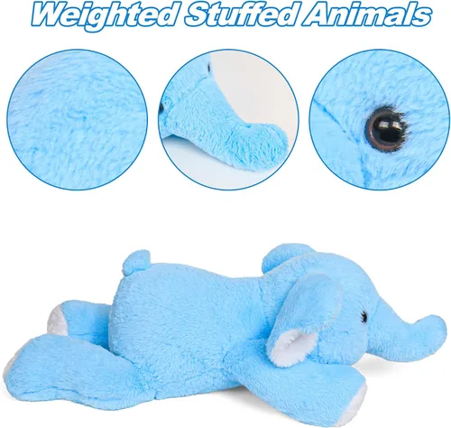 Vista 2 de JellyMallow Animales de peluche de elefante con peso de 24 pulgadas, color azul, almohada de felpa de elefante gigante abrazable para niños y adultos