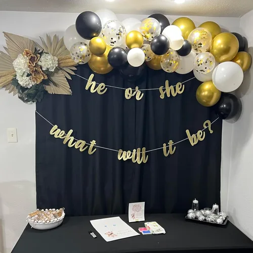 Vista 8 de Globos negros dorados, paquete de 60 globos de látex de 12 pulgadas negros metálicos cromados dorados con globo de confeti dorado para hombres