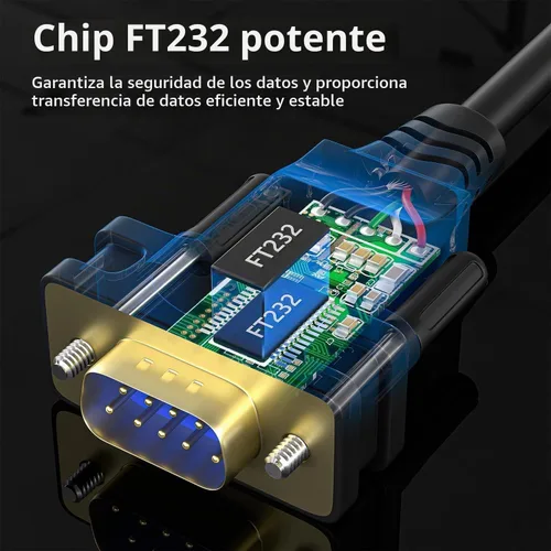 Vista 8 de Cable adaptador de puerto serie USB tipo C a RS232 DB9, chipset FTDI, compatible con Windows 11, 10, 8, 7 y Mac Linux