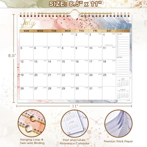 Vista 3 de Calendario 2026-2027 – Calendario de pared 2026-2027, de julio de 2026 a diciembre de 2027, 11 x 8.5 pulgadas, con papel grueso, fechas julianas