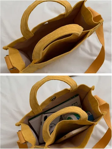 Vista 7 de Erhuoxz The Tote Bag - Bolso pequeño de pana para mujer, con accesorios de bricolaje, bolso cruzado de hombro, bolso Hobo