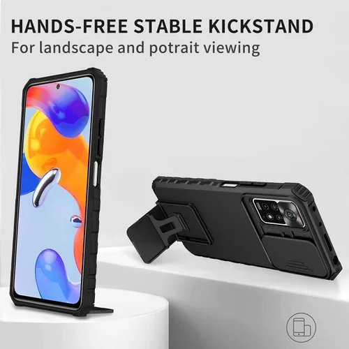 Vista 5 de Asuwish Funda de teléfono para Xiaomi Redmi Note 11 Pro 4G/5G con protector de pantalla de vidrio templado y cubierta de cámara deslizante Soporte