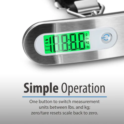 Vista 5 de Fosmon Báscula digital de equipaje (paquete de 2) con pantalla LCD digital, báscula de equipaje con capacidad de 110 libras, báscula portátil