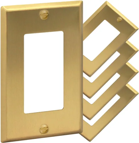 Vista 35 de Rio Salto Placa de pared de metal dorado en latón Placa de salida en blanco Cubierta para tomas de corriente no utilizadas Interruptor de pared de 1