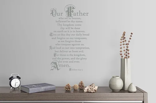 Vista 3 de 38"x24" Lord's Prayer Our Father Who Art in Heaven Give Us This Day Our Daily Bread Amen Mateo 6:9-13 - Adhesivo decorativo para pared