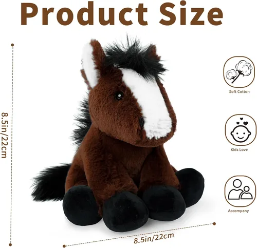 Vista 2 de Juguete de peluche de caballo, juguetes de peluche suaves para abrazar para niños, lindo regalo de animales de caballo para niños y niñas y juguete